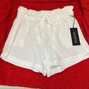 Wildfox paper bag shorts belted white size M